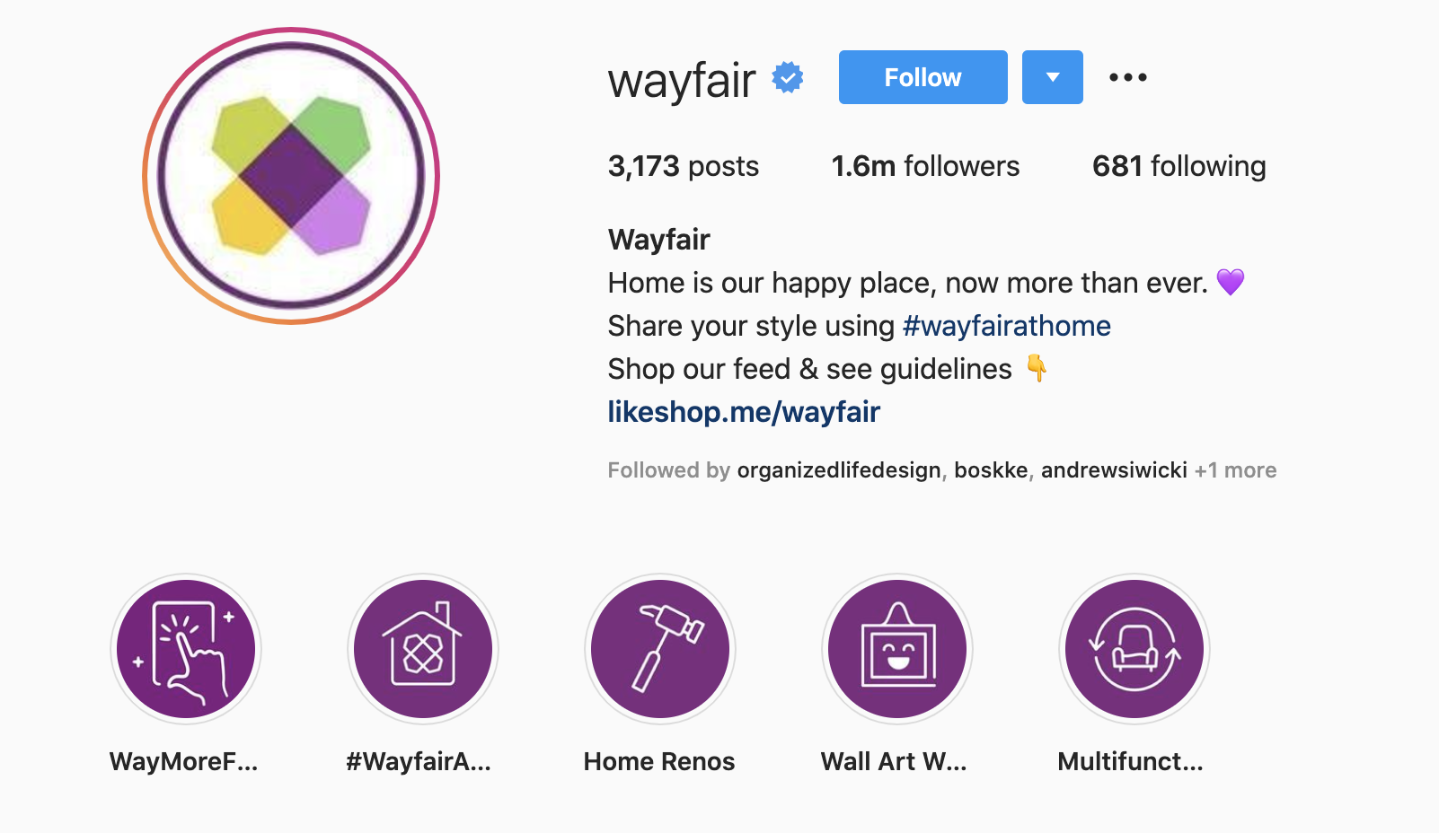 Wayfair Instagram